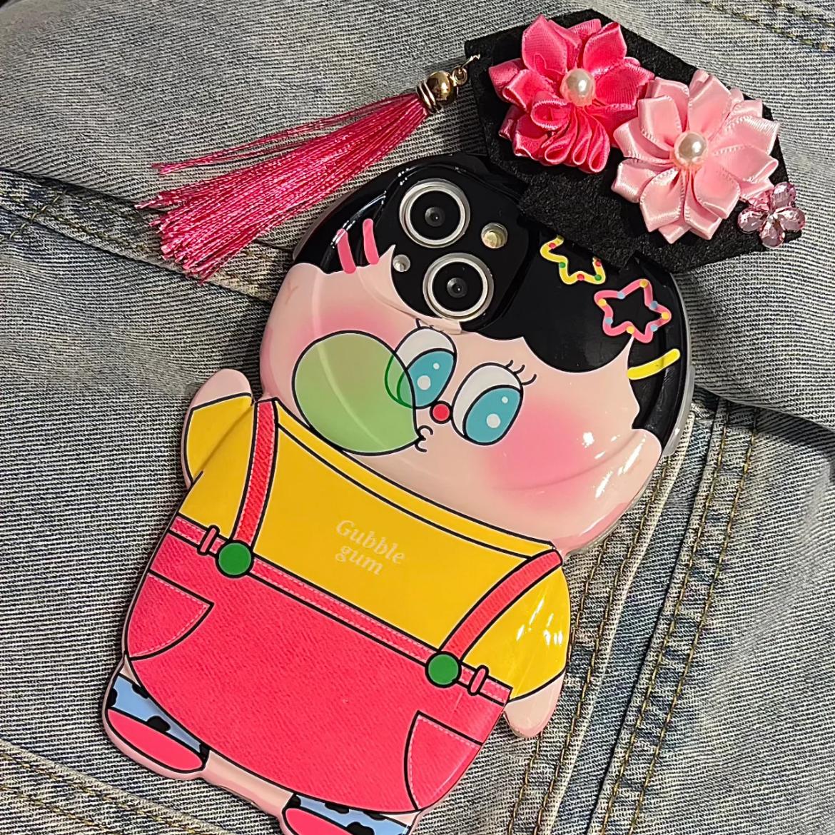 卡通可爱立体格格小女孩适用iPhone14pro手机壳13少女防摔个性ins