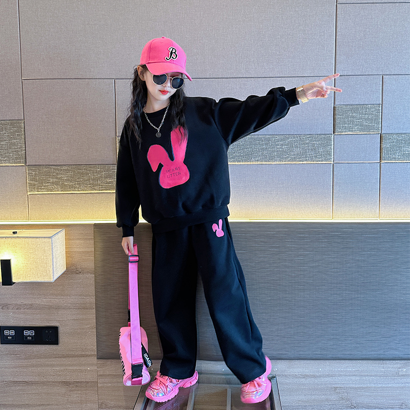 女童卫衣秋装2023新款儿童早秋运动套装休闲洋气大童秋季网红童装