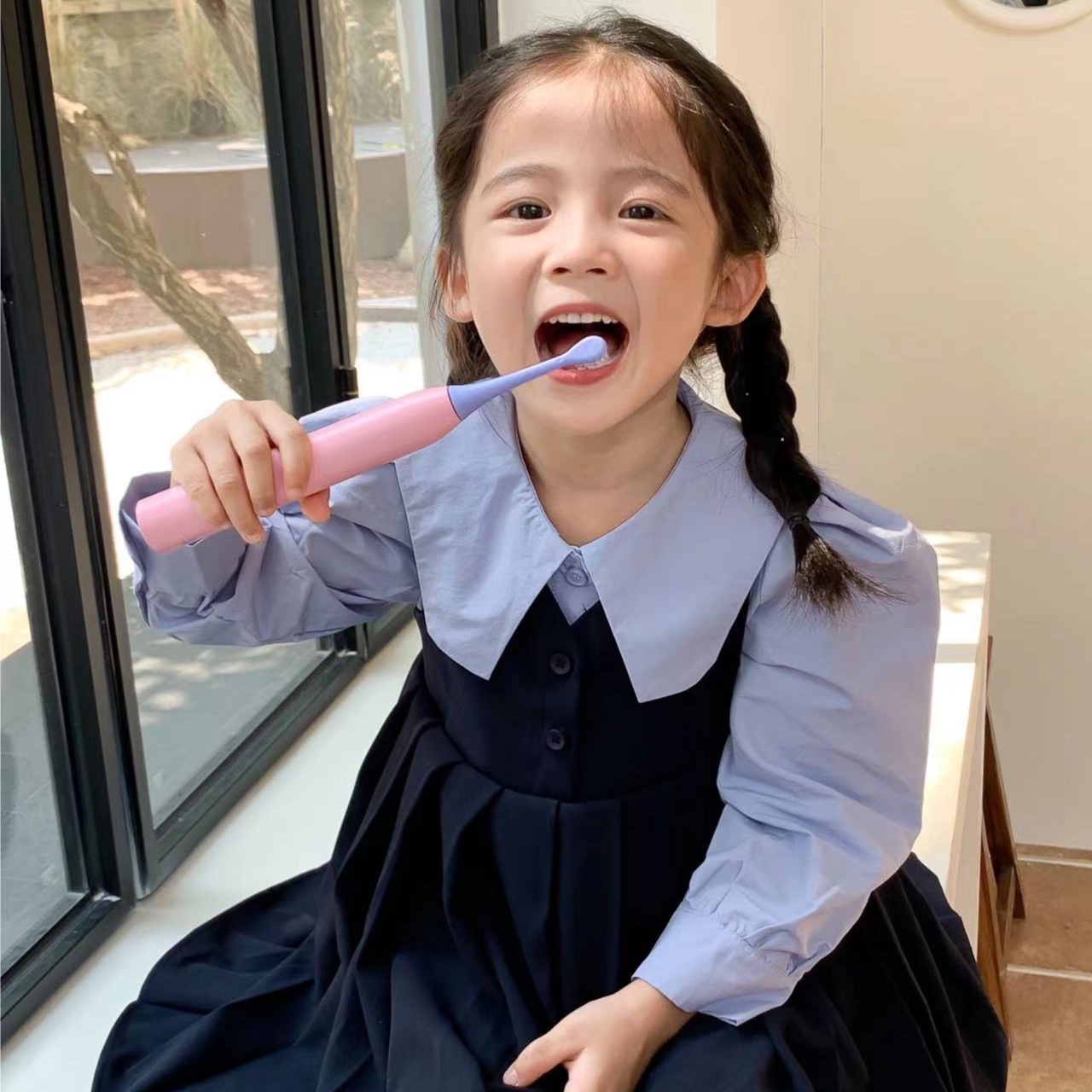熊儿童电动牙刷自动防水声波套装软毛女生