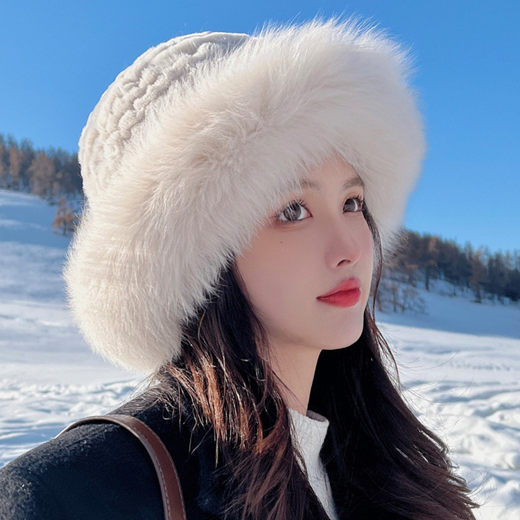 冬天帽子女加厚保暖潮秋冬季渔夫帽气质百搭毛茸茸帽子盆帽显脸小