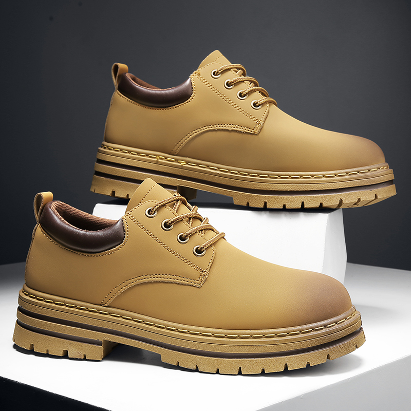 2023秋冬季英伦风大黄靴英伦高帮马丁靴男士皮靴复古百搭工装靴子