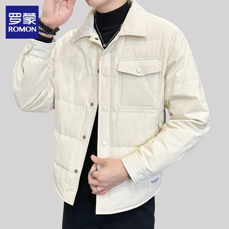 罗蒙轻薄羽绒服男士冬季潮流百搭新款加厚保暖休闲白鸭绒夹克外套