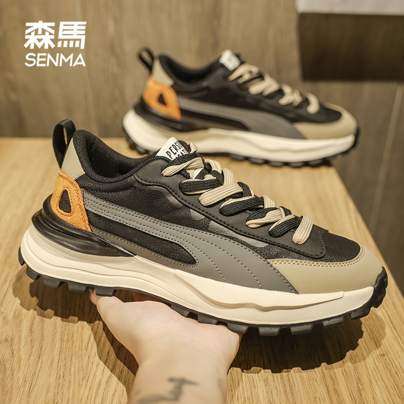 SENMA/森马爆款男鞋2024新款冬季复古运动休闲鞋防滑厚底老爹潮鞋