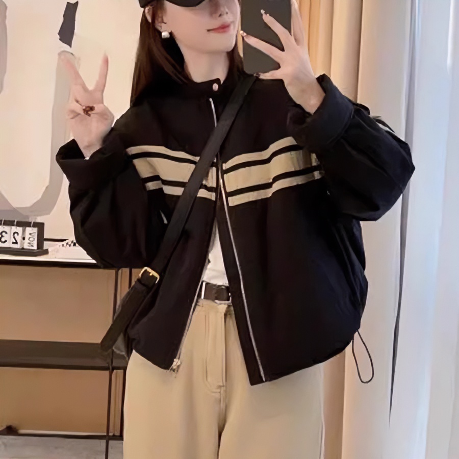 秋冬撞色夹棉短款棒球服外套女2023年新款小个子爆款加厚棉服上衣