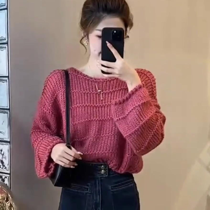 设计感小众慵懒宽松显瘦针织衫女士初秋冬爆款洋气减龄打底毛上衣
