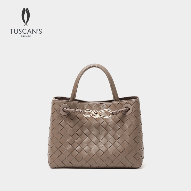 TUSCAN'S编织轻奢手拎包大容量真皮女士单肩手提斜挎包TS时代双鱼