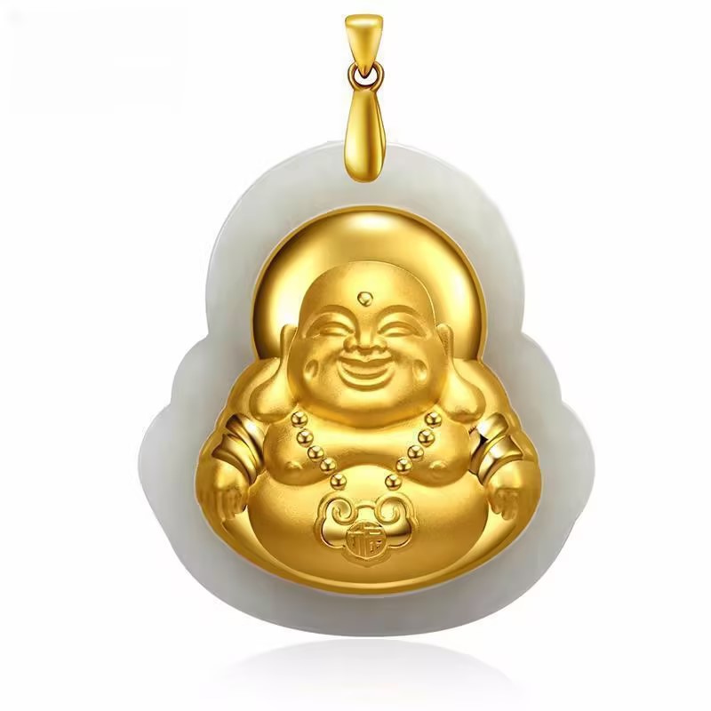 合金吊坠 8899笑脸大肚佛吊坠金色饰品项链