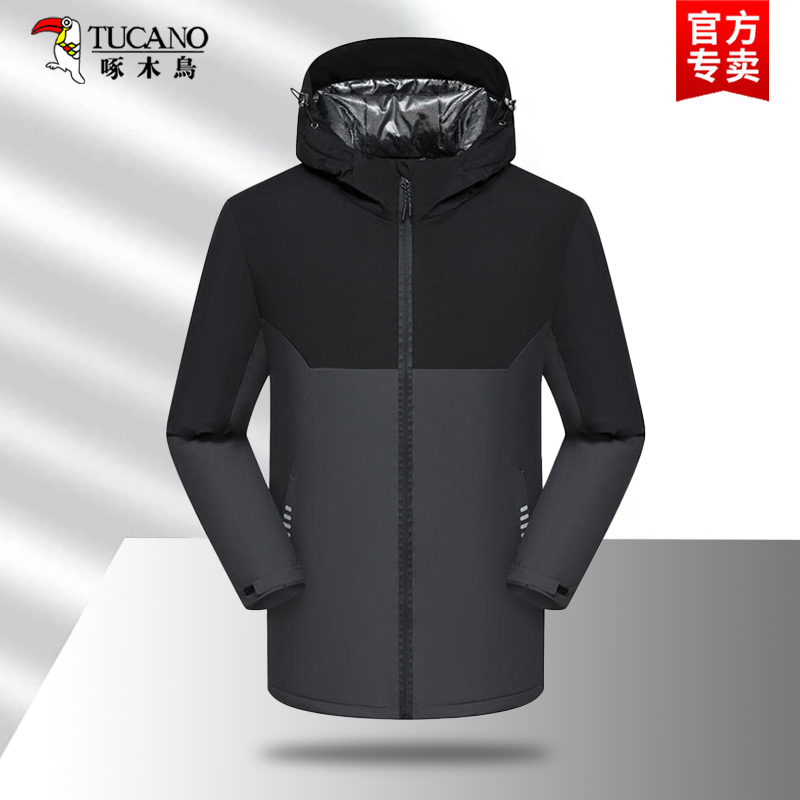 TUCANO/啄木鳥加绒冲锋衣男加厚防风棉服户外拼色风衣保暖登山服