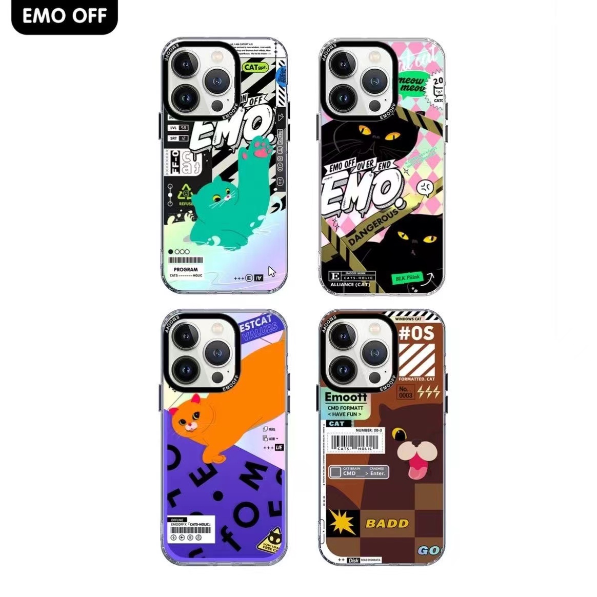 Q EMO OFF滚诞日记猫咪系列14原创潮牌苹果iPhone14proMax手机壳
