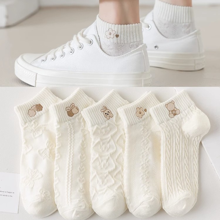 【5双装】云朵小白短袜春秋新款ins潮短筒可爱日系船袜5330