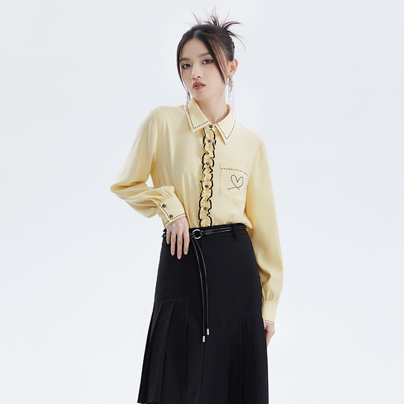 周洁琼同款 jessyline秋季 杰茜莱衬衫女 234202167百搭小众显瘦