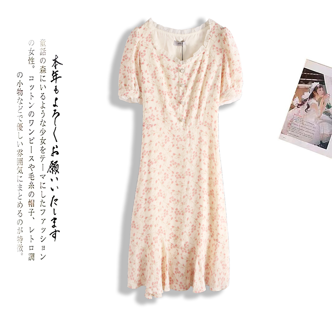 夏季女士时尚休闲甜美温柔圆领碎花连衣裙LHY729