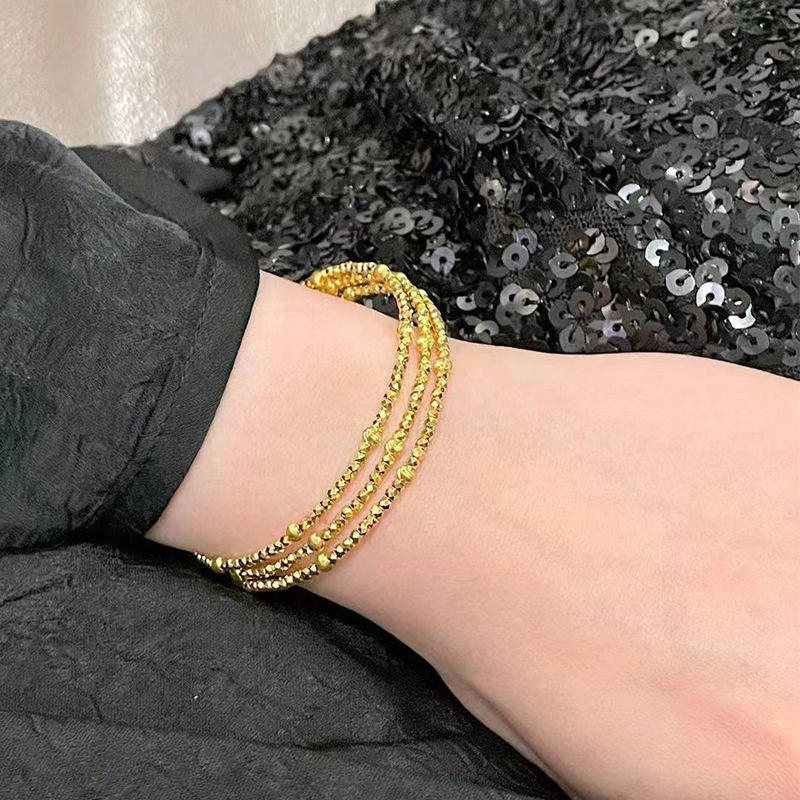 足银手链 5G硬金工艺蹦迪珠弹性记忆手镯女新款金包银爆闪手链