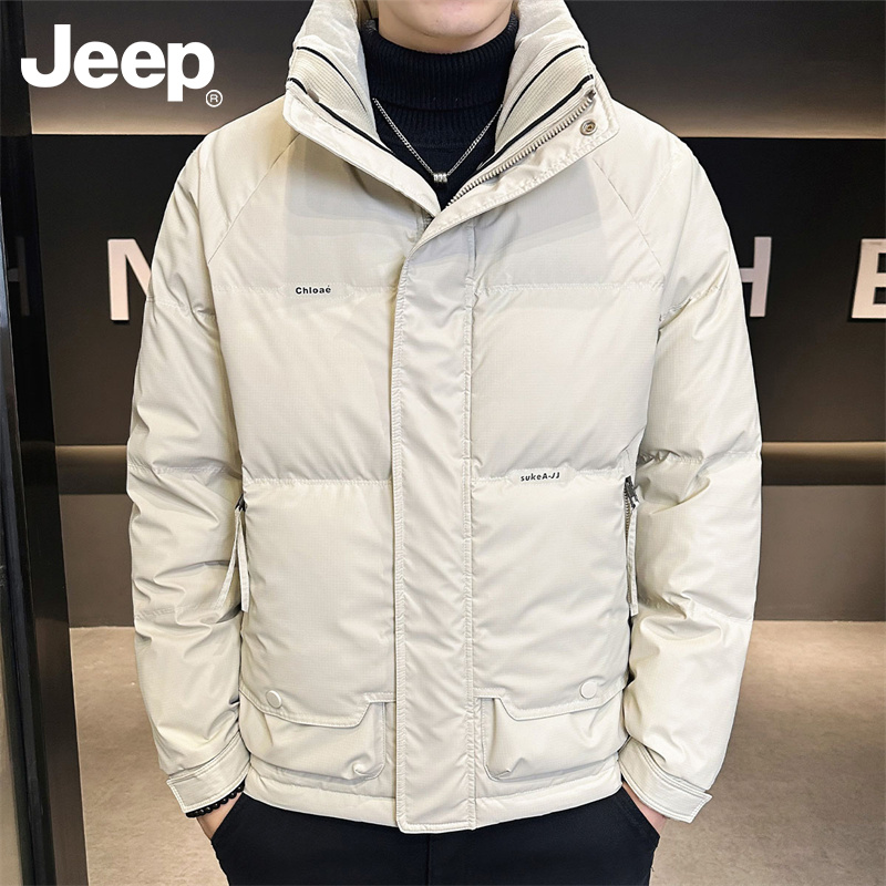 Jeep吉普男士冬季新款百搭羽绒服加厚保暖潮流慵懒风韩版立领休闲