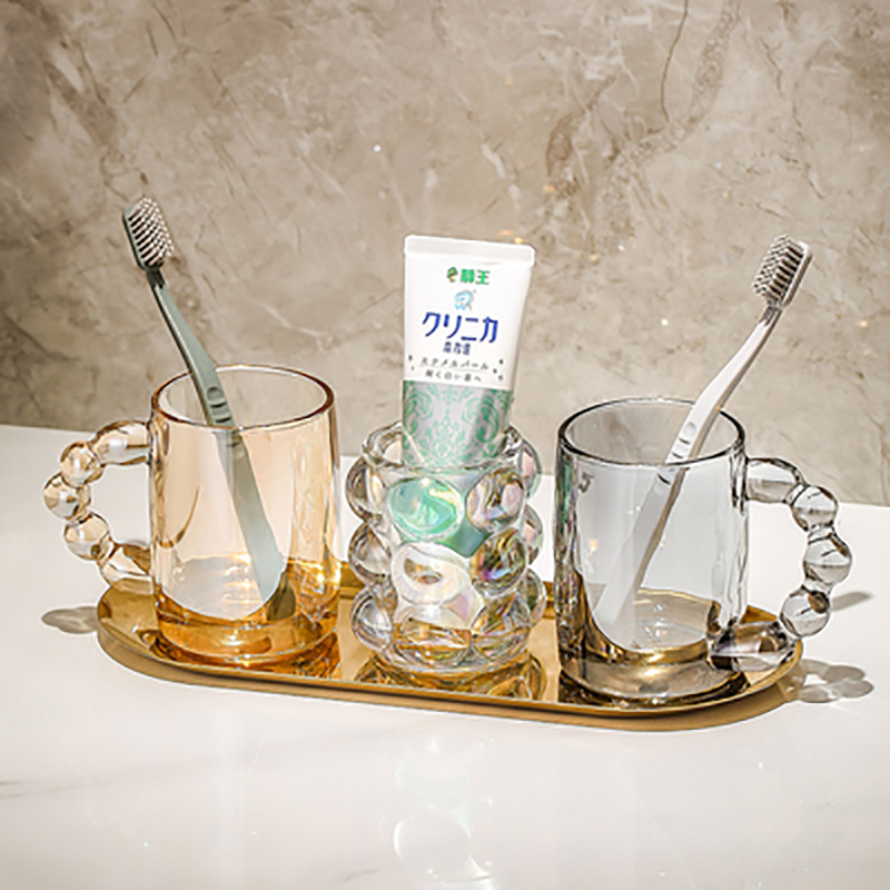 玻璃漱口杯卫生间家用轻奢刷牙杯牙具牙缸浴室高颜值情侣牙刷杯