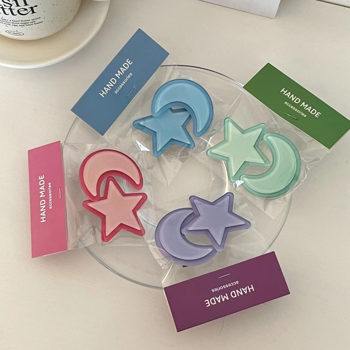 非金属发饰 只做你心中最闪亮的存在~少女彩色星星月亮发夹头饰