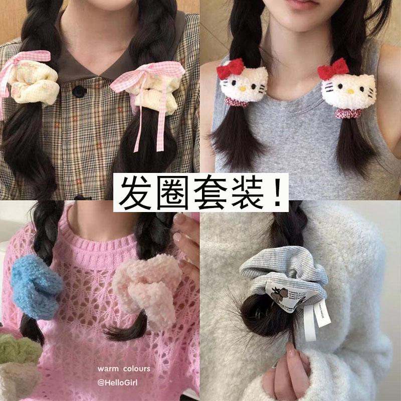 非金属布艺发饰 芭蕾风ins甜心芭比发圈韩系甜美少女心碎花绳发饰
