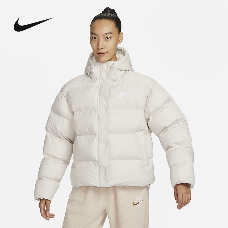 NIKE耐克女装23冬季新款保暖棉衣短款连帽运动棉服外套FD8291-104