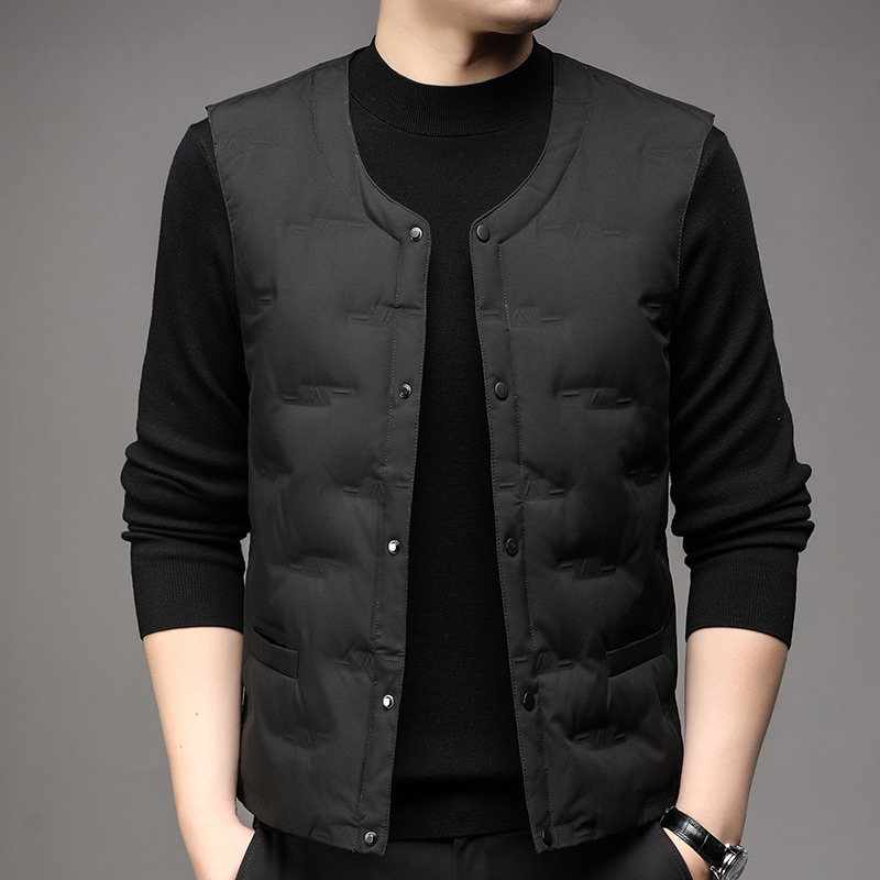 轻薄款羽绒服开衫马甲男轻便背心秋冬V领保暖马夹鹅绒服坎肩外套