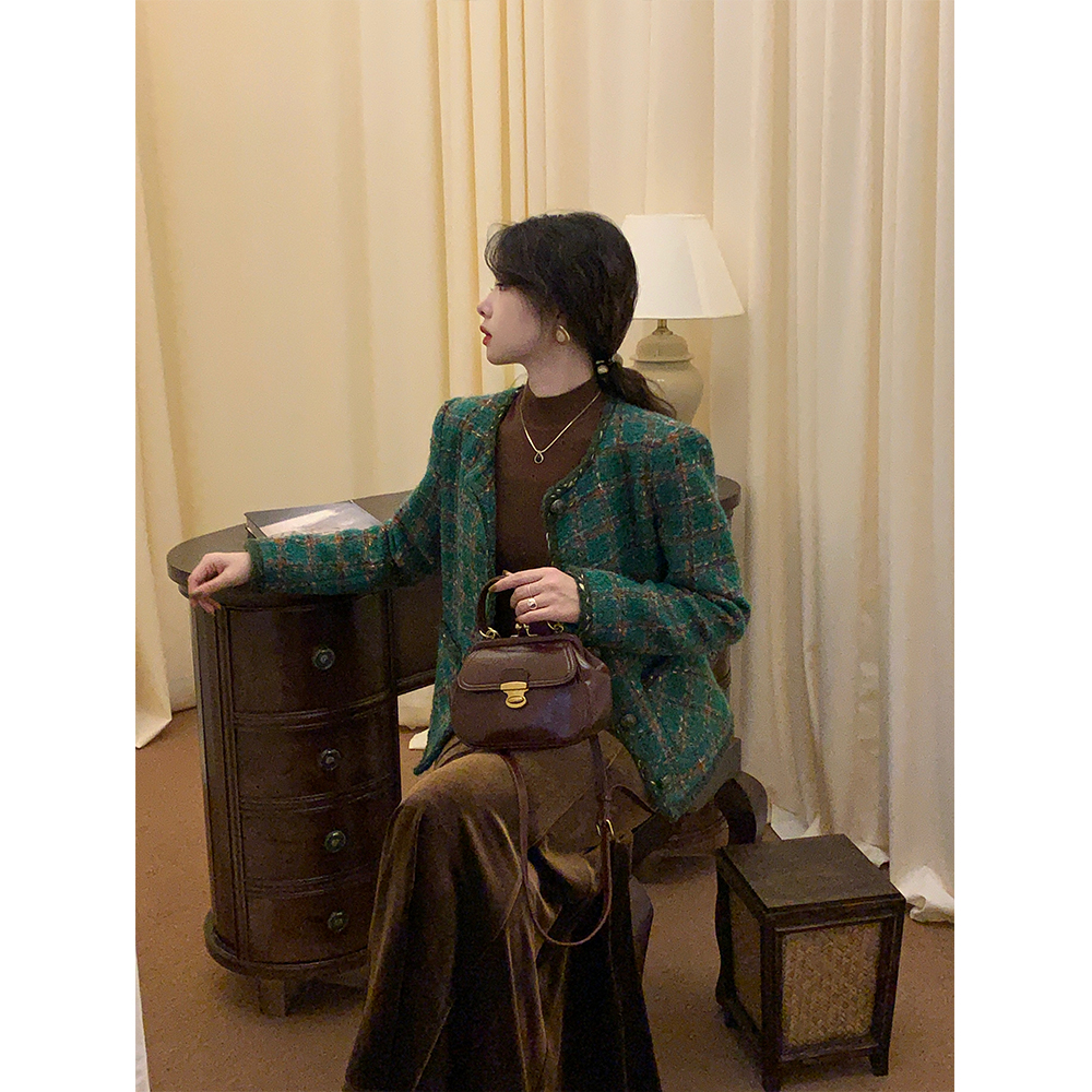 EIA一尧【高定秀场】复古高级小香风外套气质小众设计感粗花呢外套