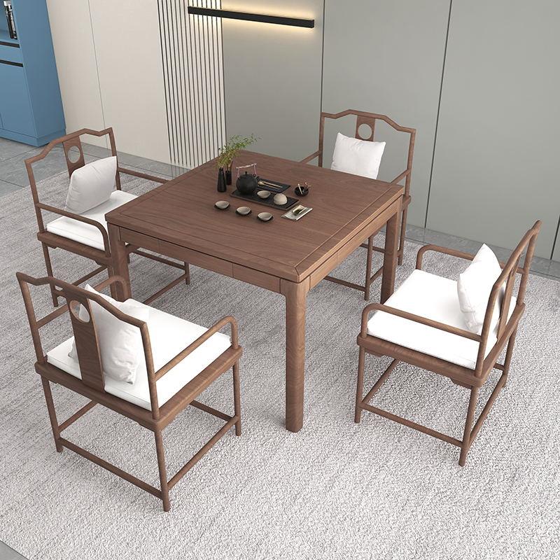 新中式松木八仙桌实木四方桌茶桌棋牌桌打牌家用正方形餐桌椅组合