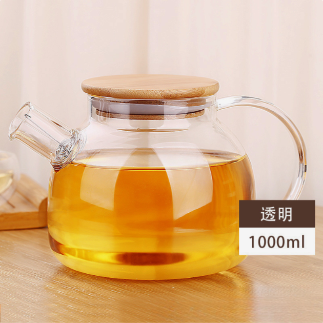 【小竹盖壶】家用水壶凉水壶泡茶壶髙硼硅材质加厚防爆大容量可加热