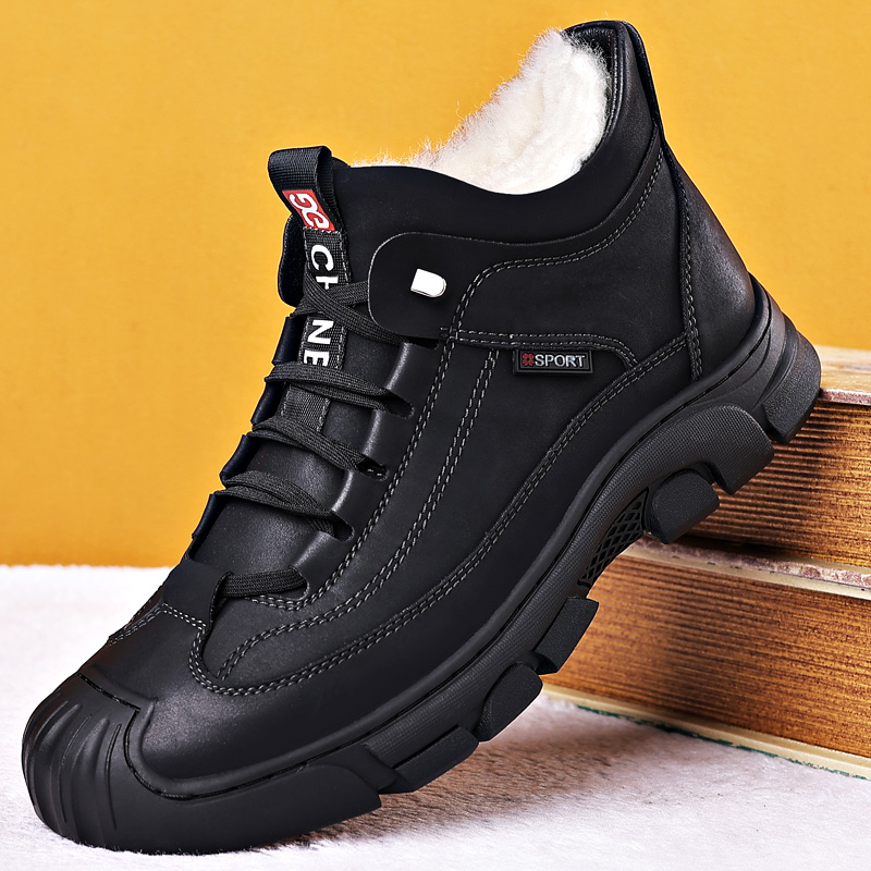 回力瑞男士棉鞋男款冬季加绒保暖加厚高帮皮鞋防滑中老年雪地靴男