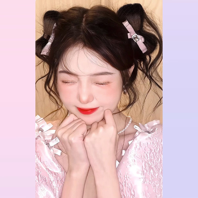 【尚淼专属】丸子头假发女蝴蝶结发夹可爱蓬松仿真盘发神器假发发圈
