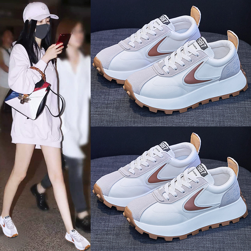 小个子厚底莆田阿甘鞋女显脚小跑步运动鞋2024年春季增高老爹鞋春