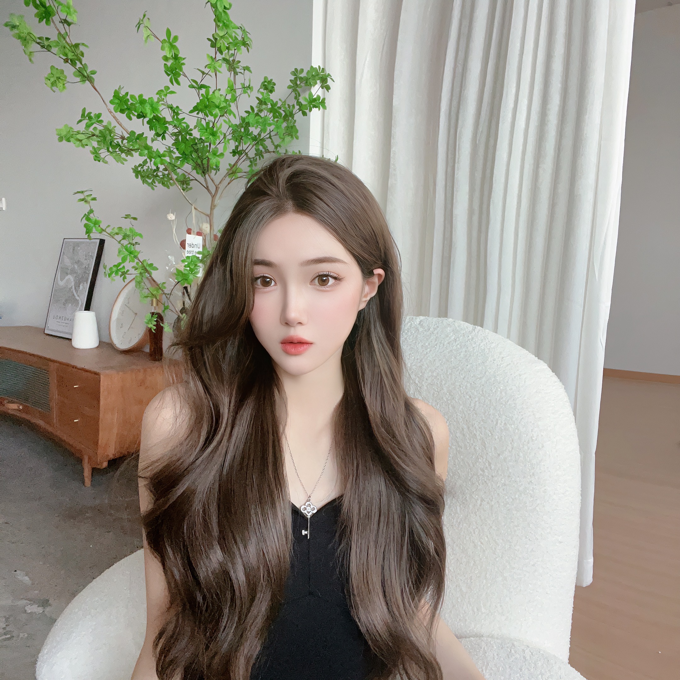 假发蕾丝女款冷棕色大波浪全头套整顶仿真人发丝中分长卷发假发套
