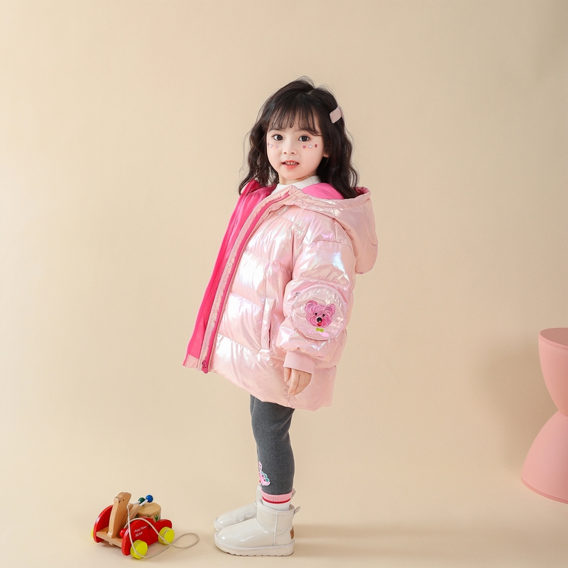 gladdybear儿童冬季免洗连帽羽绒服女童洋气加厚保暖中长DYR23580