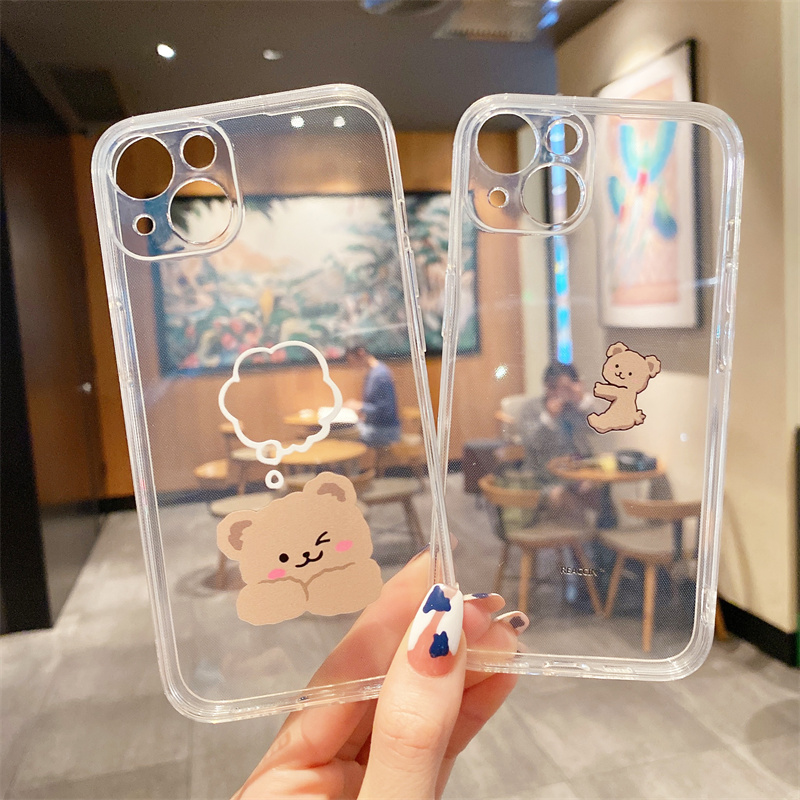 可爱创意小熊适用iphone13promax苹果12手机壳14plus透明11硅胶xs