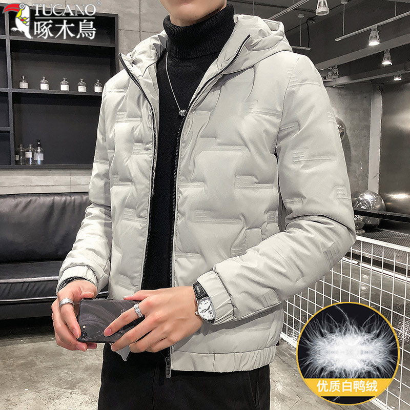 TUCANO/啄木鳥羽绒服潮短款冬季新款男士轻薄韩版保暖白鸭绒连帽