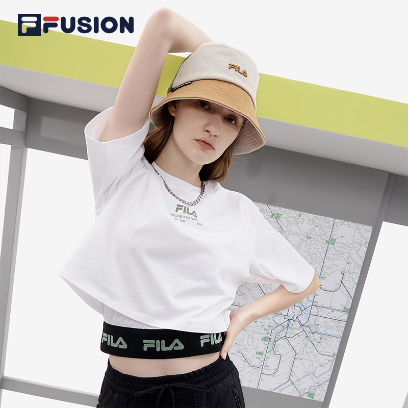 FILA斐乐潮牌女款秋季时尚休闲百搭简约两件套短袖T恤T11W231101