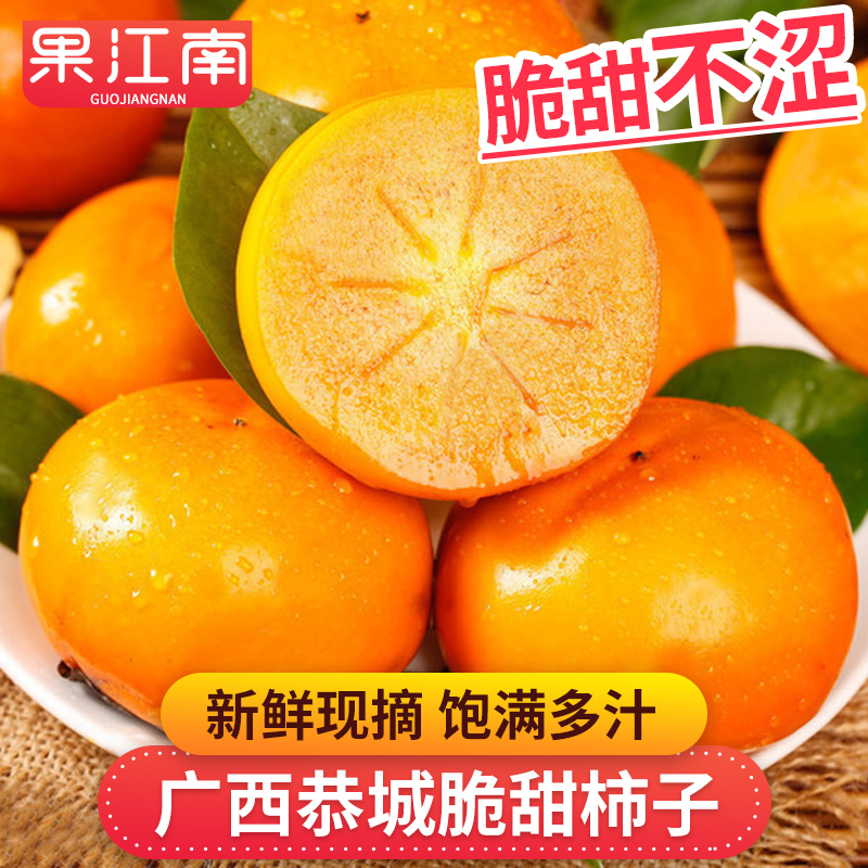 【果江南】广西恭城脆甜柿子4.5斤很好吃不涩口 真空包装 新鲜水果
