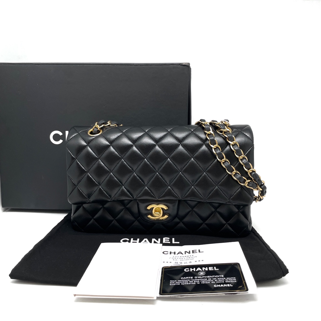 95新  Chanel香奈儿黑金CF中号链条包全套