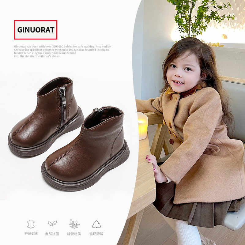 奇诺鼠官方童鞋秋冬软底婴儿学步鞋加绒二棉鞋女宝宝短靴男9202M