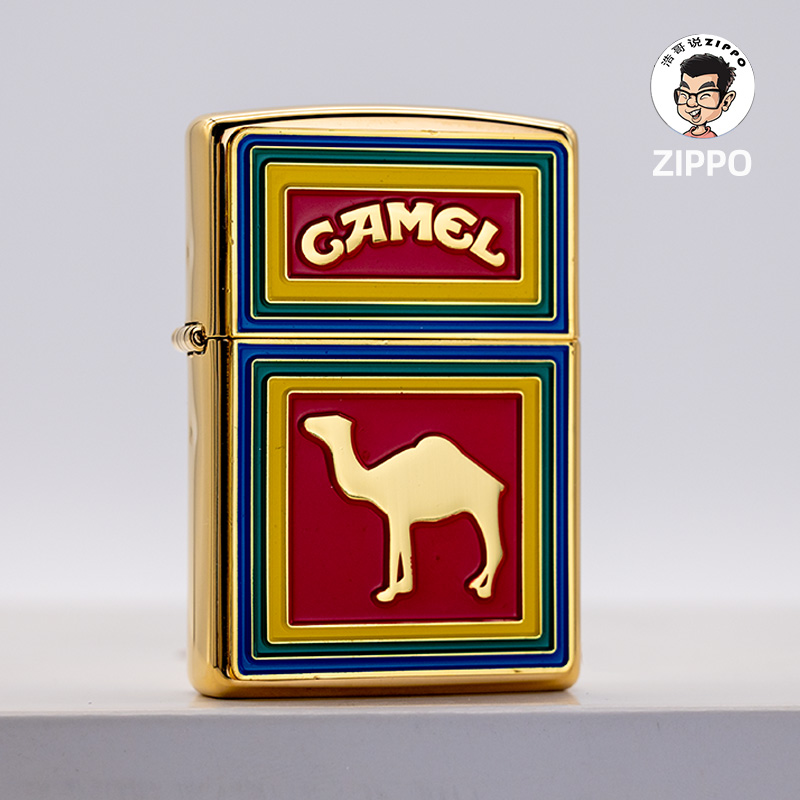 ZIPPO时尚贴章复古骆驼户外DIY男士个性防风煤油打火机送男友好礼