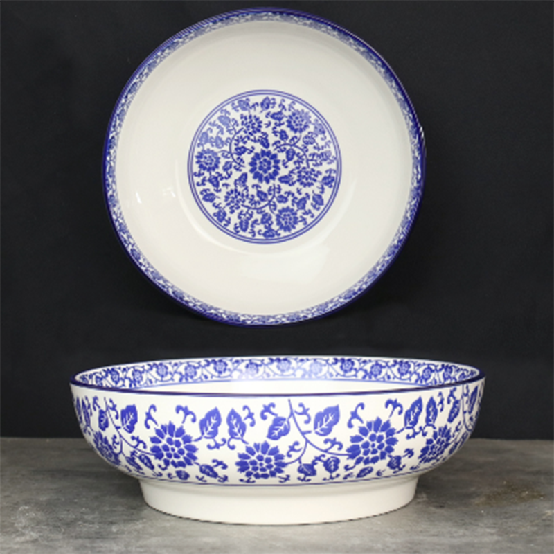 青花瓷碗一个8寸，任何售后联系客服免费补发，口袋巾店补贴