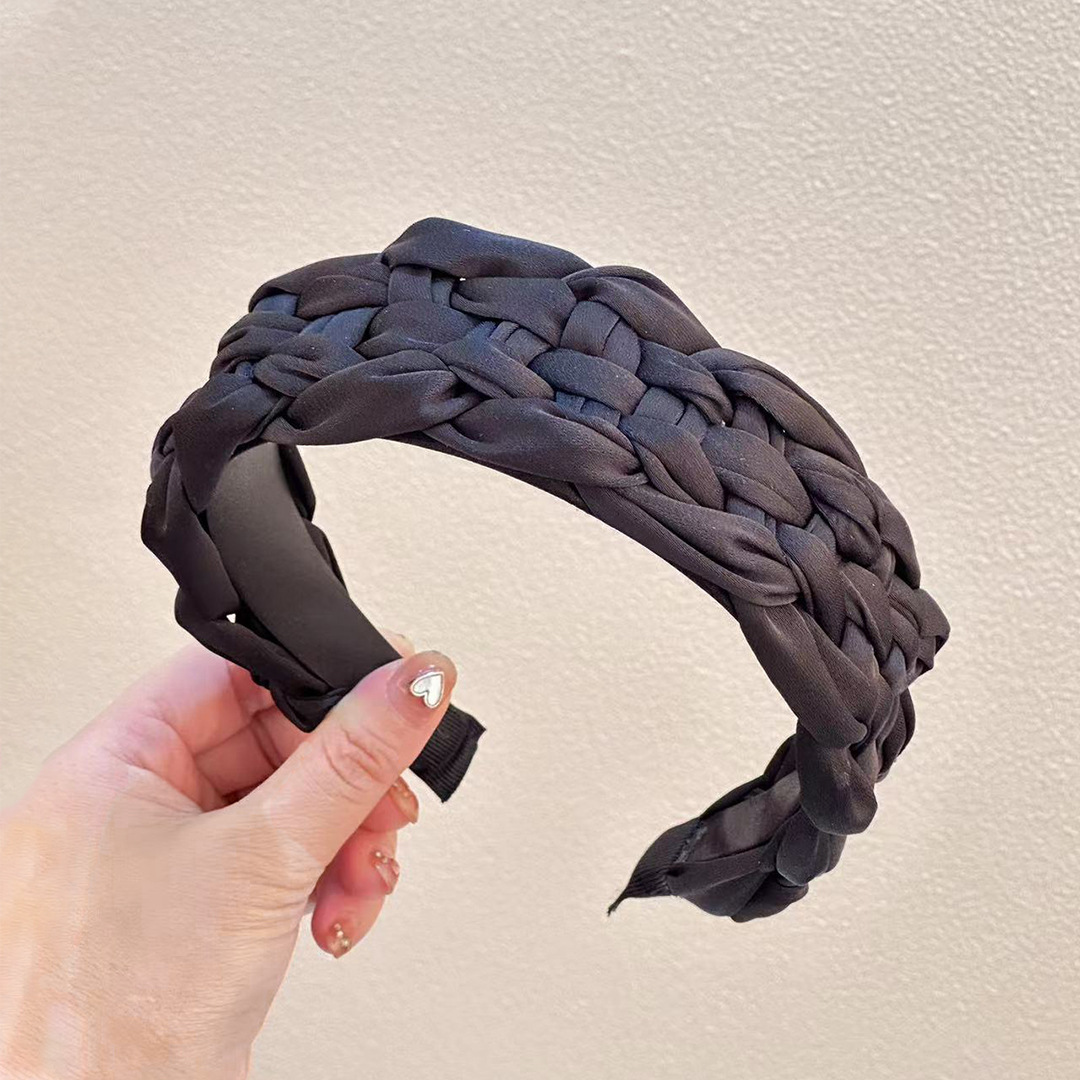 编织缎面韩版手工宽边发箍麻花辫子超宽头箍刘海女头饰复古发饰