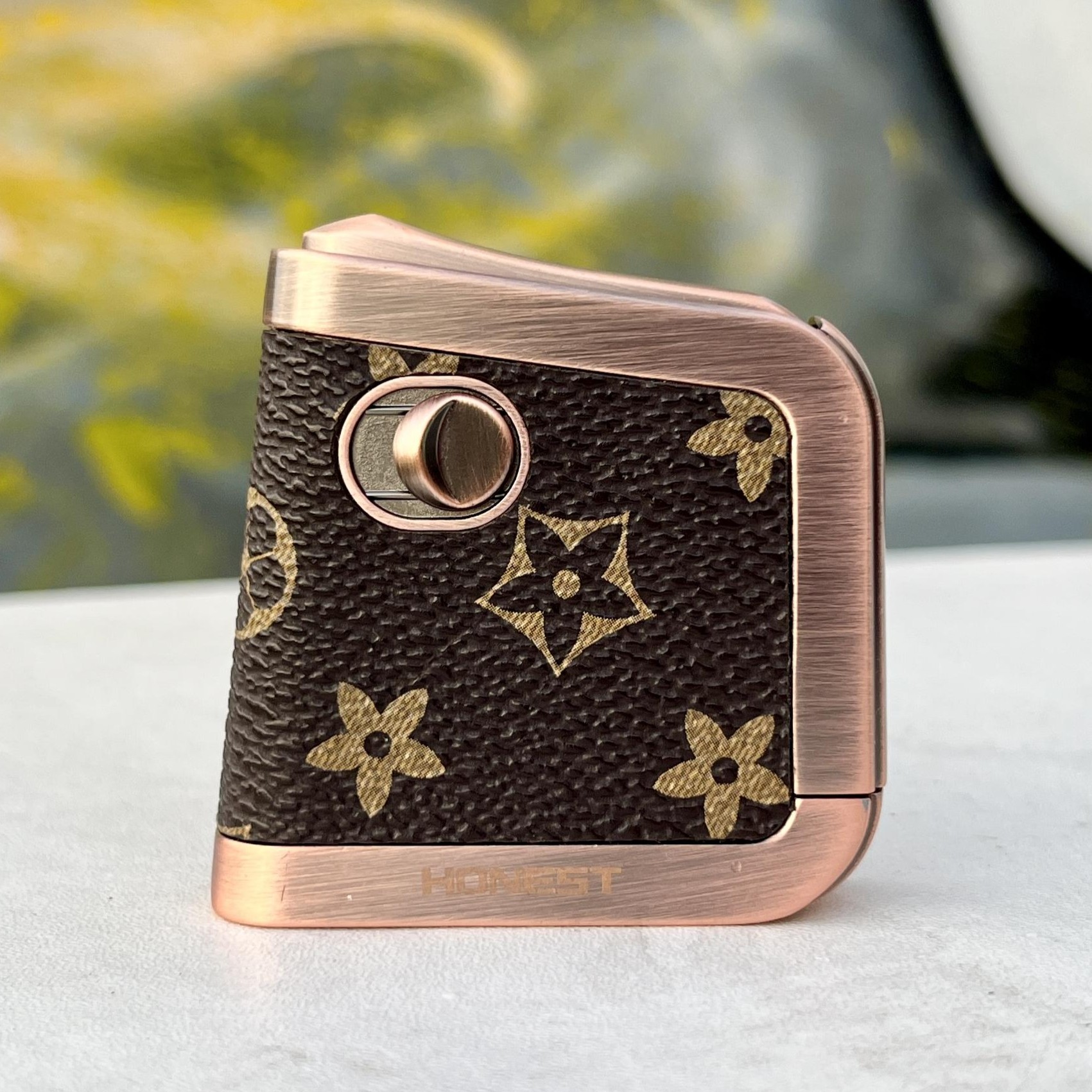 高档皮质打火机自动弹射高端一键手工创意个性霞光经典怀旧耐用