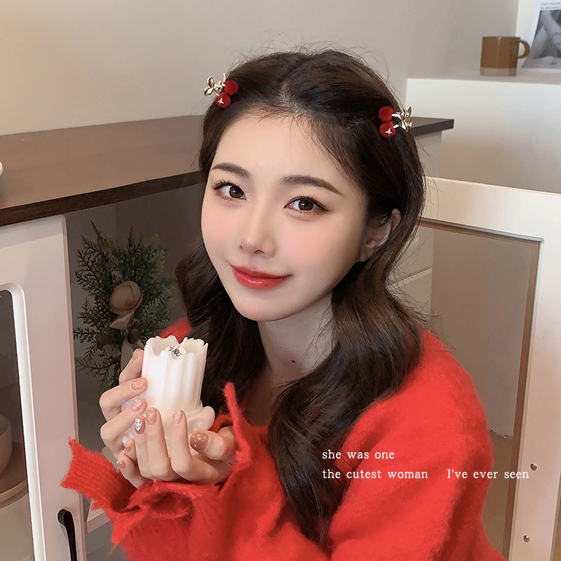 可爱樱桃小抓夹侧边刘海夹女新年头饰过年发饰发夹发卡夹子配饰品