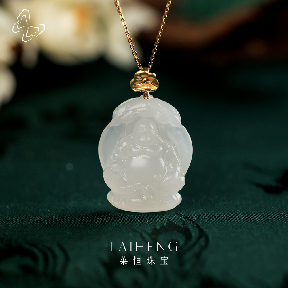 18K【好事连连】和田玉佛公吊坠  235804