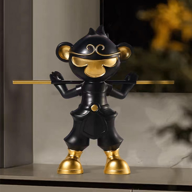 北欧轻奢悟空客厅玄关酒柜装饰品家居工艺品潮玩摆件黑悟空1930