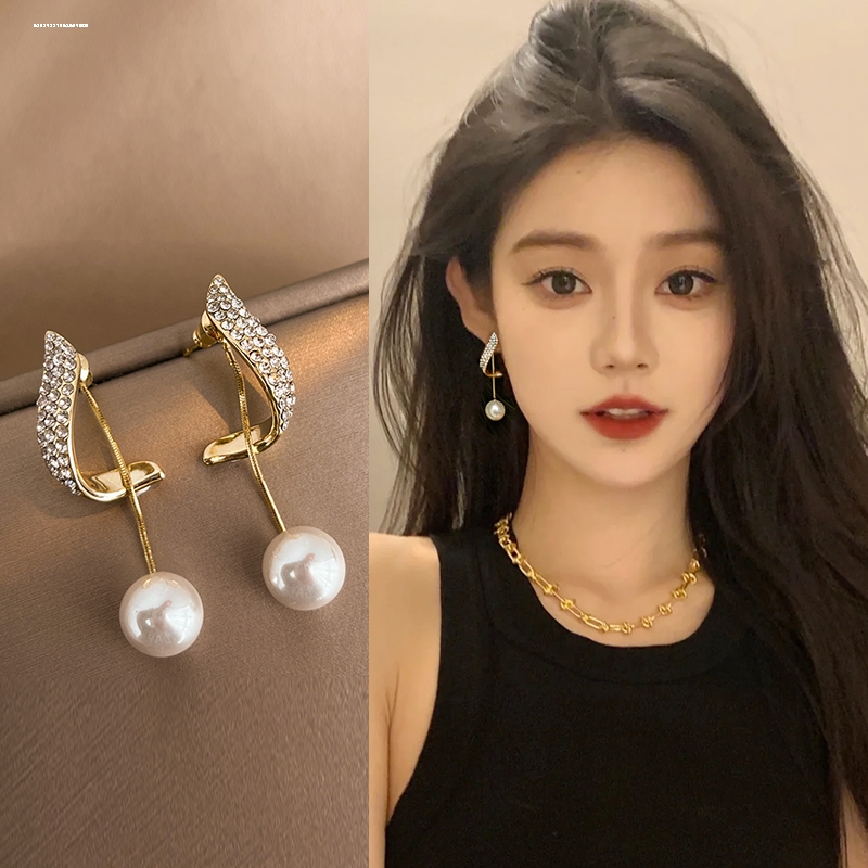 满钻弧形耳钉显白女百搭设计轻奢ins个性时尚气质潮耳饰新款小众