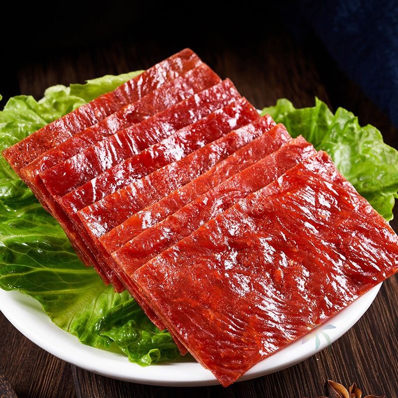 靖江猪肉脯蜜汁手撕肉脯500g精制肉干罐装即食休闲办/0lb蔬菜组合