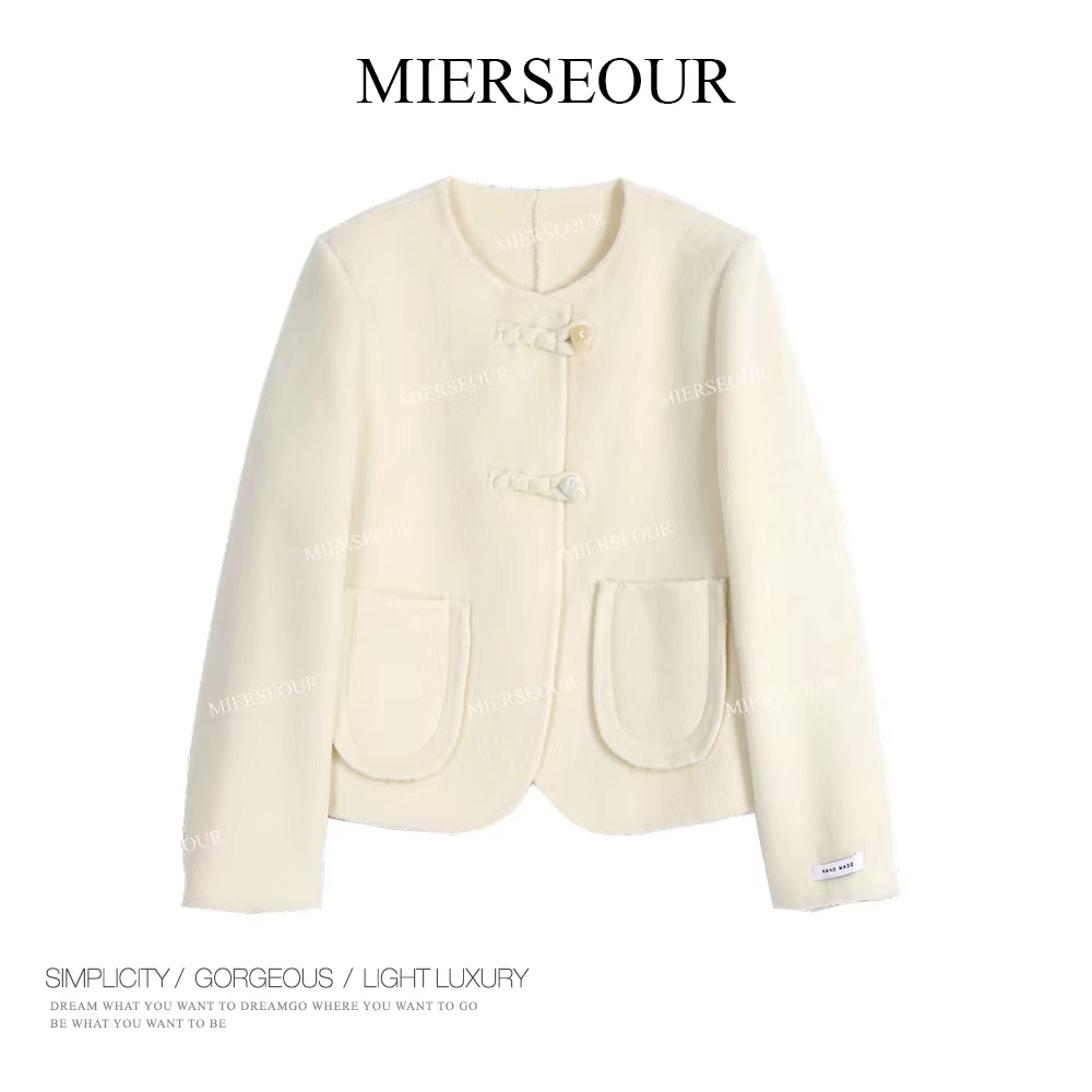 【莱茵河畔】秋冬新款简约高级感圆领大衣060