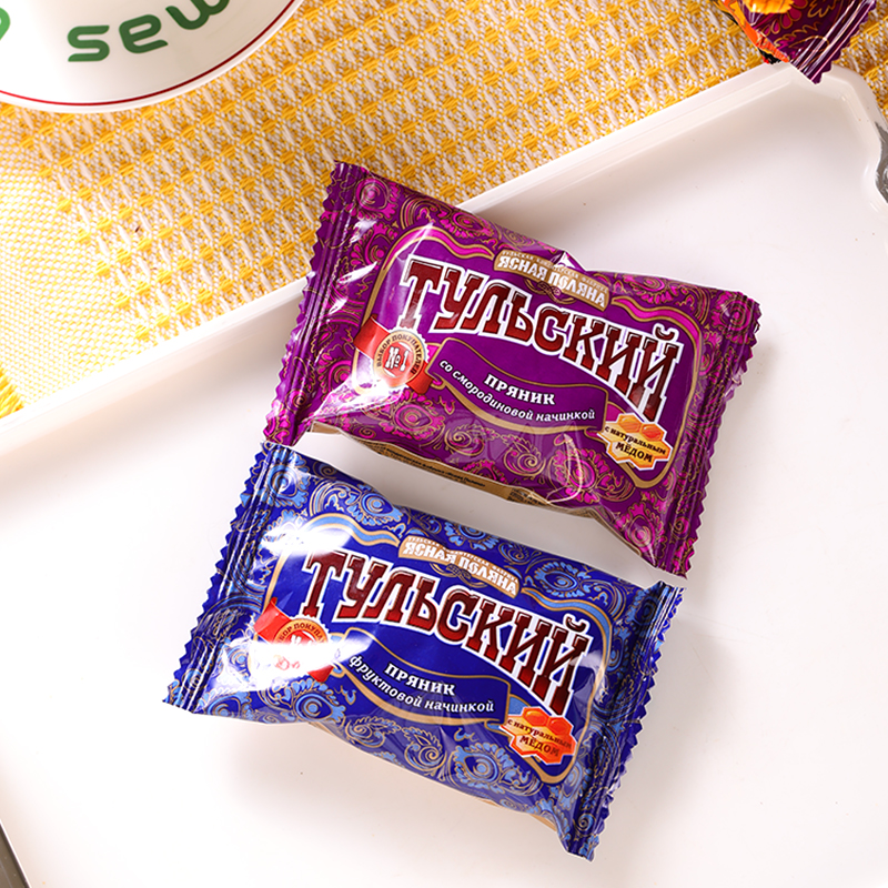 俄罗斯进口罗味富黑加仑味水果味夹心光头饼糕点45g*5块口味随机