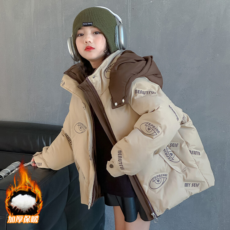 女童棉衣冬季新款中大童洋气加厚保暖棉服外套女孩冬装棉袄潮