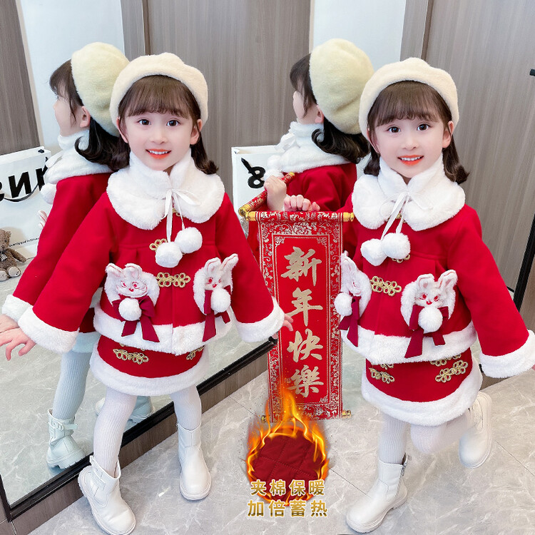 女小童冬装儿童汉服国风拜年服新款周岁礼服女孩唐装新年衣服